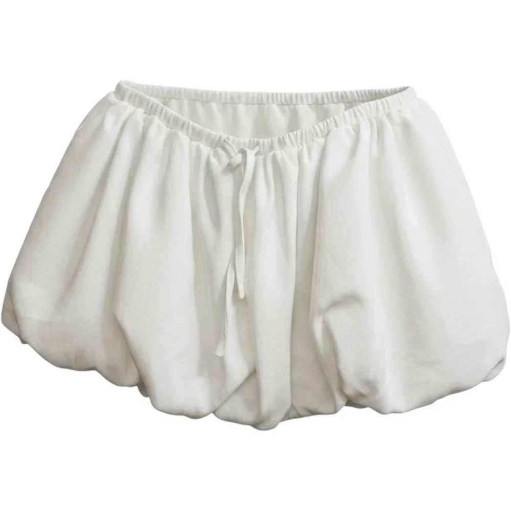 New Fashion Nova Womens White Bubble Mini Skirt Elastic Drawstring Waist‎ 1X